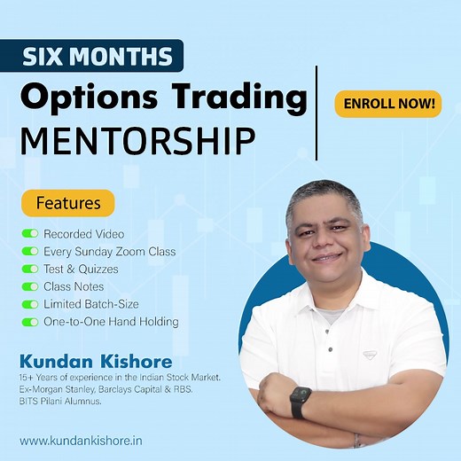 Learn Options Trading in a structured and simple way. This 6-month mentorship is designed to help you understand option prices, volatility and safe market-neutral trading, without guesswork or prediction. What you get: • Basics to advanced concepts explained simply • Greeks made easy to understand • Volatility and option pricing clarity • Market-neutral trading system • Monthly & weekly expiry strategies • Strict risk-management framework • Live Zoom classes for 6 months • Recordings for revisio