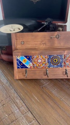 Wooden Wall Key Holder With Ceramic Tiles - Etsy