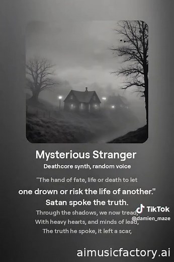 A song that I created plugged into an A. I generator based off of Mark Twain's unfinished tale The Mysterious Stranger. #aimusic