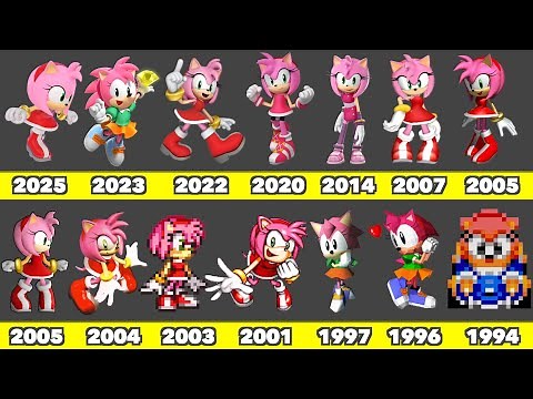 Evolution of Amy Rose Playable Character Game Graphics In SEGA and Nintendo Games (1994-2025)