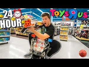 24 HOUR TOYS R US BOX FORT! Ultimate Toys R Us Fort With Cars, Toys & More! (Part 2)