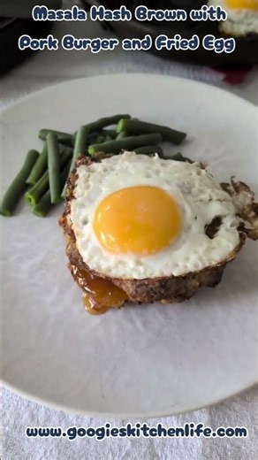 Masala Hash Brown with Pork Burger and Fried Egg full video on @googieskitchen. Please sub TODAY. X
