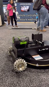 Remote controlled. 56v powered. Unilateral Surface cleaning pressure washer robot. @lucid_bots is making this and pressure washing drones Seen at the @equip_exposition #pressurewasher #surfacecleaner #56v #pressurewashing #egopowerplus #worksmarternotharder #commercialcleaning | TOOLS by Design