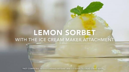 Serve up sweet and simple Lemon Sorbet at your next gathering, made using the KitchenAid® Artisan® Stand Mixer and Ice Cream Maker Attachment. http://kitchen.ai/fAR8tK | KitchenAid