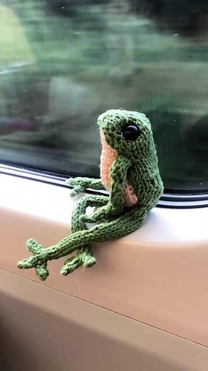 Just out here living his best life 🐸 Knit one of these cuties yourself with the pattern from Etsy shop DotpebblesKnits | Etsy