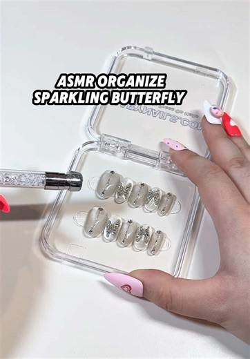 ASMR Organize | Sparkling Butterfly Shop at 👉🏻www.diarynails.com Incredible Discount ‼️ Mystery Nails from $4.99 Buy 2 get 1 mystery nails ✨ Buy 4 get 1 nails binder ✨ #asmr #pressonnails #nails💅 #packwithme #nailsart