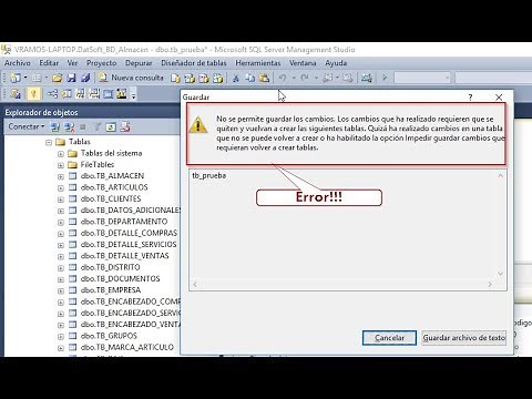 Error: Saving changes is not allowed (Microsoft SQL Server Management Studio) - Fixed