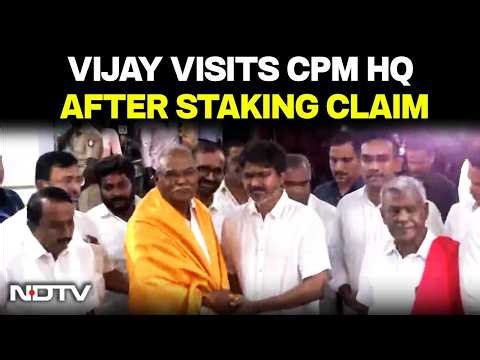 Vijay Visits CPM HQ After Staking Claim