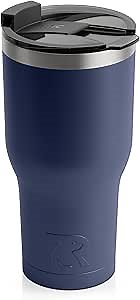 RTIC 30 oz Insulated Tumbler Stainless Steel Coffee Travel Mug with Lid, Spill Proof, Hot Beverage and Cold, Portable Thermal Cup for Car, Camping, Navy