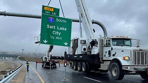 First overhead sign raised on new West Davis Highway ahead of January opening