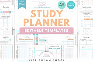 Editable Study Planner Canva Template | Student Organizer | Digital Study Schedule - Etsy