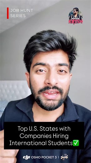 Krish Devarasetti on Instagram: "🎯 Job Hunt Series – Day 31 | Best U.S. States for International Students Where you apply matters more than you think. Many international students apply randomly across the U.S. That’s a mistake. Based on OPT & STEM OPT hiring data, certain states consistently hire more international students and show stronger H-1B sponsorship patterns. 📍 Job Hunt Series – Day 31 🚀 | Target the Right States (USA) Over the last few years, international students were most frequen