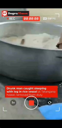 Authorities removed a watchman from duties, as he was found in an inebriated condition, sleeping in the kitchen with one leg in a vessel containing cooked rice in a boys' hostel. A video of the watchman, made by the students of Boys Hostel went viral. #viralvideo #Telangana #TelanganaHostel #hostelfood | The Dogra Times