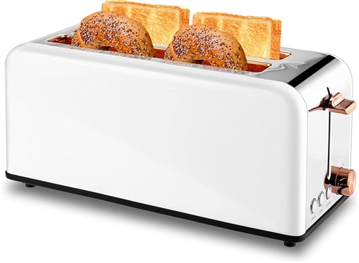 SUSTEAS 4-Slice Toaster, Stainless Steel with Removable Tray