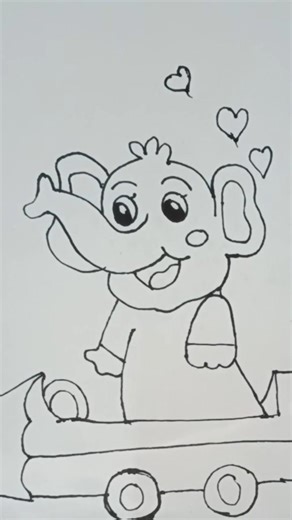 how to draw cute elephant 🐘 | kids drawing tutorial #shortsfeed #art #shorts #ytshorts