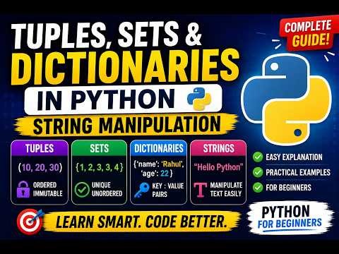 Tuples, Sets & Dictionaries in Python | String Manipulation Tutorial for Beginners 🔥