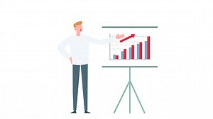 Flat cartoon colorful man character animation. male growing chart graph situation | Premium Stock Video Footage