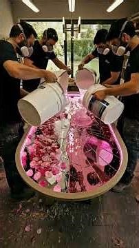 Making a Glowing Shattered Glass Epoxy Table! 🤯 (Satisfying Pour)