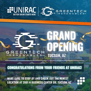 Congratulations to Greentech Renewables on the grand opening of their new location in sunny Tucson, AZ! 🌞 We were honored to be a part of this milestone event and had a great time connecting with everyone. Your commitment to a sustainable future continues to inspire us. Here's to a bright future and even brighter possibilities! 💡🔌⚡🌎 #GrandOpening #GreentechRenewables #TucsonAZ #BetterSolarStartsHere | Unirac