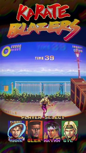 (Karate Blazers) Arcade is a 1991 side-scrolling beat 'em up arcade game by Video System where four martial artists fight to save their master's kidnapped daughter and recover secret scrolls, featuring unique special moves for each character and a classic