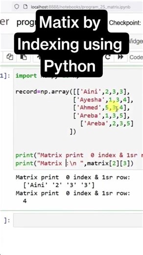 Python Matrix Indexing Beginner to Pro Trick! #python #ai