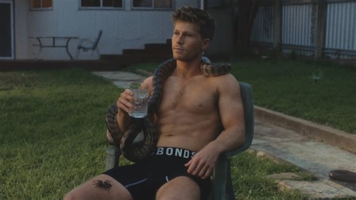 Robert Irwin models for Bonds' 'Made for Down Under' campaign