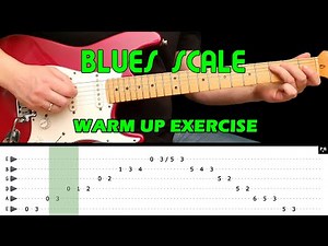 Guitar Warm Up Exercise - Exploring the A Blues scale on the entire fretboard (with tabs) fast&slow