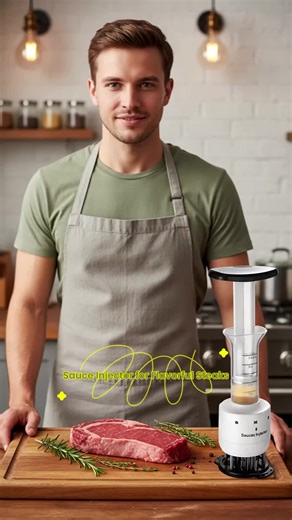 Sauce Injector Tool for Perfectly Tender Steaks, Top-Grade Meat Injectors Soften & Season, Easy Clean & Store, Home & Professional Use #kitchenmusthaves #ninjakitchen #cookathome #cookingfinds #indoorgrill #cookingessentials #cookingutensils #quickandeasydinner #blackstonecooking #foodprocessorandmeatgrinder