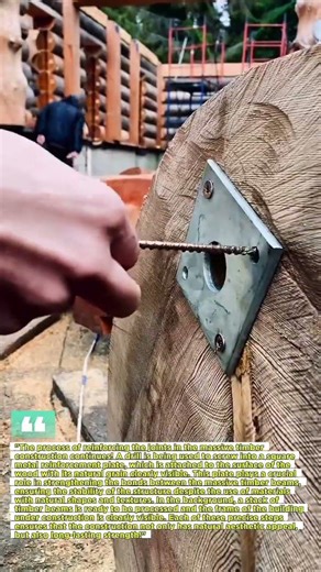 This is the process of strengthening joints in large wooden beam construction.