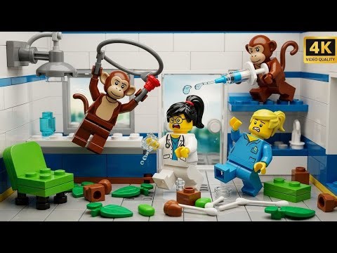 LEGO City Vet Clinic Chaos: The Monkeys Stole the Medical Tools! 🐒🩺🤪