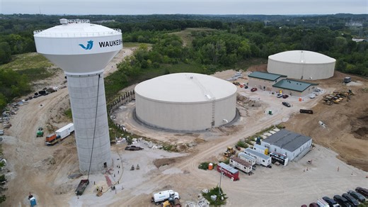 A bird's eye view of Waukesha’s new water tower that'll deliver Lake Michigan water