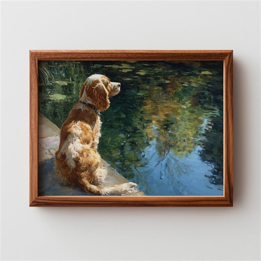 Cocker Spaniel Painting by Pond – Vintage Dog Art (digital Download) - Etsy Australia