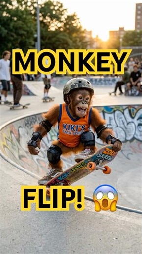 Baby Monkey Skateboarding #monkey #cute #animals #ai