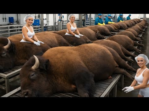How Millions of Bisons Are Raised & Processed – Massive Bison Farming For Premium Meat Production..