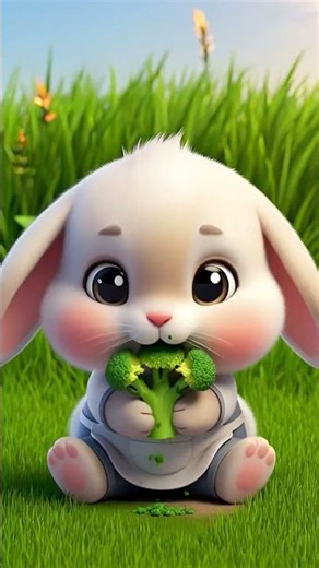 cute bunny eating broccoli #animalshorts