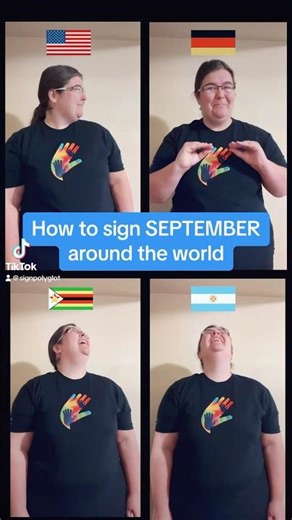 How to sign "September" in 4 sign languages - ASL, Zimbabwe, Argentina, Germany
