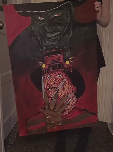Acrylic Painting of Freddy Krueger and Jeepers Creepers