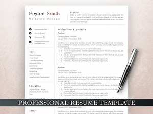 2 Page Resume Template, Simple CV Template for Word and Pages, Cover Letter Included, Clean and Modern Design, Executive Resume - Etsy