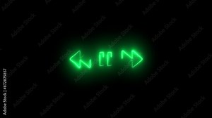 Neon line music sign animation on the black background. Music timeline or video track player icon.