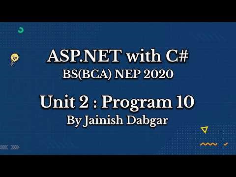 ASP.NET U-2 Practical 10: Working with Built-in Login Controls | BCA Sem 4 | By Jainish Dabgar