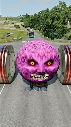 Long Colourful Capsule Buses vs Hydraulic Crush - BeamNG.Drive