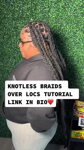Knotless braids over locs tutorial is up link in bio ❤️ #fyp #braidsoverlocs #tutorial #yt
