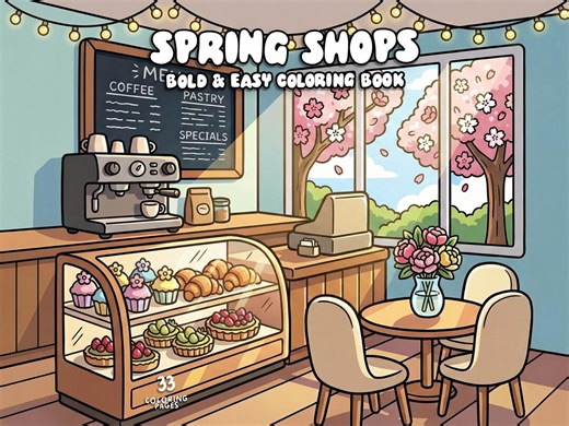 Spring Shop Coloring Book Printable Cozy Cute Coloring Pages Store Coloring Interior Seasonal Coloring Digital Download Pdf Coloring Sheets - Etsy