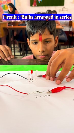 👨🏻‍🏫✨Series grouping : In a series grouping, bulbs are connected end-to-end, forming a single path for the current to flow from the battery. This means the current is the same through all bulbs, but the battery’s voltage is shared, causing bulbs to glow dimly and each bulb to have a lower brightness than if it were alone. If one bulb burns out, the circuit is broken, and all bulbs will stop glowing because the single path for current is interrupted. #science #school #learning #lbd #sciencefac