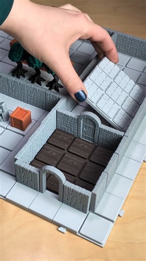 Noraverse — Fantasy worlds on Instagram: "A modular dungeon build using tile covers on the Noraverse system. These tile covers add new terrain surfaces while keeping the same modular grid and full compatibility with dungeon walls and other system elements. #dndterrain #dndmaps #rpgterrain #3dprinting #bambulab dndcommunity ttrpg"