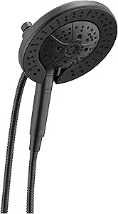 Delta Faucet 7-Setting In2ition 2-in-1 Dual Shower Head with ProClean Spray, Matte Black Round with Hose, Hand Held Shower Head 2.5 GPM, Matte Black 58651-BL25