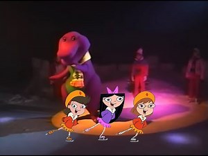 Isabella and the Fireside Girls ice skating with Barney