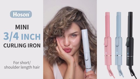 Ceramic 3/4 Inch Mini Curling Iron for Short Hair, Small Hair Curler Iron for Travel, Dual Voltage Curling Wand for Worldwide Trip(Baby Blue)