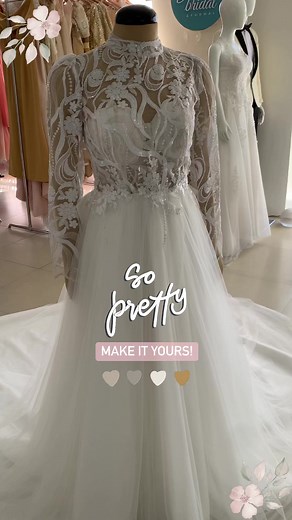 10K views | Make this gorgeous wedding dress yours! ‍♀️♥️ Custom-made long train gown with a sheer high-neck top, and fine tulle skirt over duchess satin, with a removable bow. [️ Clips for this reel is provided by Ms. Su Silvestre]  | Glam Bridal and Formal | Facebook