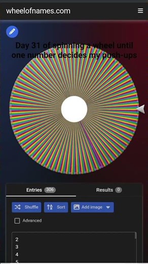 Day 31 of spinning a wheel until one number decides my push-ups